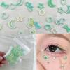 Maquillaje Lolita Modelado Facial Blanco Parche de Perlas Pequeñas Parche de Cola de Ojo Decoración de Ojos Lazo Estrella Amor Maquillaje de Ojos