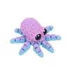 Pulpo Pequeño de Ojos Grandes Impreso en 3D Modelo Animal Articulado Móvil Manualidades Imán para Refrigerador Juguete Creativo Adornos