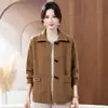 Chaqueta de moda casual versátil de estilo nuevo para primavera y otoño transfronteriza de talla grande, reductora de edad, elegante, con solapa, holgada, adelgazante, moldeadora de cuerpo