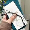 Nova armação de óculos de corte sem moldura com grau ajustável metal retro polígono óculos lisos anti-luz azul lente plana
