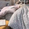 Estilo Ins Kapok Como Nube Hilo Arrugado Estampado Litera de Dormitorio Juego de Tres Piezas para Estudiantes Funda de Edredón de 1.8m Sábanas