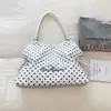 Bolsa de Lona com Bolinhas Estilo Coreano para Mulheres 2026 Nova Moda Tendência Doce Bolsa Tote Grande Capacidade Portátil Bolsa de Trabalho