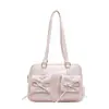 Bolsa de Ombro com Laço Plissado Bolsa Feminina Moda Transfronteiriça Mochila Texped Bolsa Transversal para o Dia a Dia Bolsa Tote