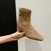 2026 Nuevas Botas de Tobillo Cuadradas Retro Talladas para Mujer Otoño/Invierno, Botas Delgadas Versátiles de Moda para Adelgazar