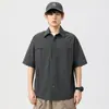 Camisa Nueva de Verano de Manga Corta para Hombre Holgada Talla Grande Ropa de Trabajo Delgada Retro Camisa Chaqueta Casual Top Trendy 2025