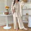 Pijamas de seda de algodón para mujer, primavera y verano, nuevos, talla grande, manga larga, traje estampado, Internet Celebrator, estilo vivo, rayón, ropa para el hogar, otoño