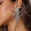 Brincos de Franja com Pedraria de Flor Exagerada Europeus e Americanos Niman Brincos Elegantes Superdimensionados para Mulheres