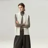 Ropa de Punto de Cachemir de Cabra y Algodón Grueso Texturizado Holgado Chaleco de Punto para Mujer 2026 Otoño Invierno Nuevo Estilo Chaleco sin Mangas Capa con Cremallera
