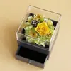 Dia do Professor Rosa Flor Eterna Kit de Materiais DIY Caixa de Joias com Flores Secas Festival Qixi Festival do Meio Outono Atividade de Oficina Artesanal Presente
