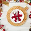 Porta Talheres de Floco de Neve de Feltro Decoração de Mesa de Natal Capa de Floco de Neve Hexagonal Vermelha Suporte para Faca e Garfo de Natal
