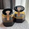 Gengibre, Jujuba, Pasta de Limão, Frasco de Pasta Jade de Vidro, Pasta de Pera de Outono, Embalagem Quadrada, Pote Selado, Cantos Sexagonais de Neve
