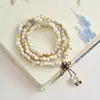 Pulsera de Tres Círculos de Joyería Cerámica Cadena de 108 Cuentas Budistas Estilo Fresco Adulto Estudiante Mujeres Estilo Antiguo Vendedor de Puesto Callejero