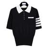 TB Verão Novo Feminino Costas Cachorrinho Tricotado POLO Moda Clássico Casual Versátil Gola Alta