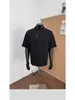 Diseño Estilo Americano Cuello Alto Cremallera Diagonal Manga Corta Camiseta Unisex Marca de Moda Holgada Color Sólido Casual Fresco Top