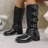 Nuevas botas de mezclilla de tacón grueso para talla grande 2026, botas altas estilo western, botas altas de nicho para primavera y otoño, botas altas hasta la rodilla para mujer en color Maillard
