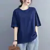 Liquidação ~ Último Estoque de Etiquetas Cortadas de Marca Designer, Retirada da Loja, Camiseta Feminina Versátil de Manga Curta com Caimento Solto e Estampa que Cobre a Barriga