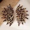 Nuevos Pendientes de Hoja de Arce Leopardo Tridimensionales con Sentido de Diseño Vintage Pendientes de Flor de Lujo Ligero Europeos y Americanos Pendientes Transfronterizos para Mujer