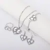 AliExpress transfronterizo nuevo estilo personalizado aleación forma de corazón diseño simple collar pulsera pendientes anillo traje de 5 piezas