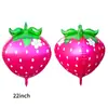 Globo de Fresa Estéreo Nuevo Producto Transfronterizo de 22 Pulgadas 4D Cuatro Lados Artificial Fresa Globo Flotante Decoración de Fiesta de Frutas Aire