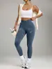 Pantalones Deportivos de Yoga de Alta Elasticidad, Transfronterizos, Sin Costuras, Cintura Cruzada, Lavables, Control de Abdomen, Glúteos de Melocotón, para Correr y Fitness