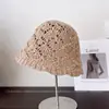 Sombrero de Pescador Retro Coreano Calado de Encaje para Mujer, Sombrero de Sol Delgado Transpirable para Primavera y Verano, Gorro de Punto Versátil Vintage, Moderno