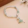 Pulseira natural de Tianshan Cui de Xinjiang para mulheres, nova pulseira chinesa de contas, pingente de cabaça com fecho de paz, atacado