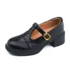 Mocassins Plataforma Chunky Heel Estilo Retro Francês 2026 Novo Estilo Elegante para o Trabalho T-Strap Mary Jane Pequenos Sapatos de Couro para Mulheres
