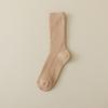Meias Cano Médio Ampla para Mulheres, Estilo Outono e Inverno, Engrossadas com Veludo de Veado, Forradas com Lã Sintética, Engrossadas para Aquecimento, Cor Sólida, Estilo Japonês, Meias Caneladas