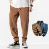 Pantalones Harem Casuales Rayados de Pana Lavada Vintage Nuevos para Hombre de Primavera y Otoño Estilo Japonés Sueltos Estilo Chino