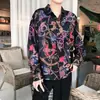 Camisa masculina de manga comprida nova estilo Hong Kong estilo coreano moderna bonita chique estilo Hong Kong camisa de estudante roupa de exterior da moda