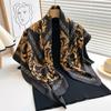 Lenço grande quadrado estampado estilo étnico retrô 90cm lenço quente de primavera e outono lenço de seda twill xale protetor solar versátil para mulheres