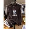 Camiseta Básica de Costas Redondas com Manga Longa para Outono de 2026 para Mulheres, Estilo Casual, Moderna e Versátil, Top Camiseta Interna Cinza Escuro