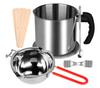 Juego de Olla para Verter para Hacer Velas 1000ML Mango Ondulado Boca Ancha Olla para Derretir Cera Doble Boca Olla para Horno
