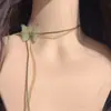 Gargantilla elegante de estilo coreano con diseño de mariposa y diamantes, cadena para clavícula, collar con diseño de nicho para mujer, cadena transparente para el cuello con línea de pesca.