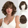 Pelucas europeas y americanas transfronterizas de Amazon para personas de mediana edad y mayores, cabello corto rizado, moderno y natural, cobertura completa de cabeza con red de rosa, venta al por mayor de fabricante