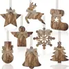 Etiqueta Colgante de Decoración Navideña Retro Adorno Festivo de Madera Copo de Nieve Reno Adorno Colgante Adorno de Atmósfera Navideña