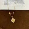 Collar y Pulsera de Trébol de Cuatro Hojas Cortado a Láser por Ambos Lados, Estilo de Corte Francés Vintage, Lujo Ligero, Conservación del Color, Chapado en Oro de 24 Quilates
