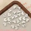 Contas Soltas em Formato de Coração Galvanizado Estilo Coreano com Furos Retos, Acessórios para Corrente de Celular Colar Joias DIY Feitos à Mão