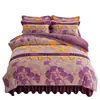Juego de Cuatro Piezas de Vellón de Leche Engrosado Felpa de Doble Cara Funda Nórdica de Vellón de Coral Sábana de Franela Funda Nórdica Ropa de Cama de Invierno