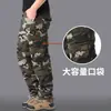 Calça de Trabalho 2026 de Algodão Puro para Homens, Corte Amplo, Tamanho Grande, Calça Casual, Marca Tendência, Calça Longa com Múltiplos Bolsos, Calça de Trabalho
