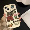 Urso Marrom Graffiti para Apple 13promax Onda 13 14 Antichoque 14plus Capa Macia 11 12 Branco Leite