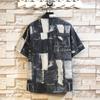 Camisa de seda de hielo de comercio exterior para hombre, camisa informal de manga corta estampada a la moda, chaqueta holgada estilo Hong Kong.