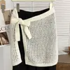 Xale de Tricô Vazado para Mulheres, Peça Camada de Alto Padrão com Saia Cover de Amarrar, Saia Versátil que Cobre os Quadris e Faz Você Parecer Mais Magra