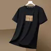 Comercio Exterior Verano Seda de Hielo Manga Corta Nuevo Estilo Hombres Cuello Redondo Rayas Media Manga Top Transpirable Delgado Moderno Manga Corta Camisa de Hombre
