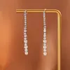 Pendientes Deslumbrantes del Mismo Estilo de Zhao Lusi, Pendientes Largos con Borlas de Perla y Circonita de Alta Gama, Pendientes Exquisitos y Versátiles