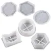 Amapola DIY Patrón de Tablero de Ajedrez de Resina Rectangular Hexagonal Redondo Posavasos Caja de Almacenamiento Pad de Rejilla Molde de Silicona