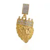 Collar con Colgante de Cabeza de León con Corona Incrustada de Diamantes Europeos y Americanos Explosiones Transfronterizas Joyería Hip-hop HIPHOP Joyería de Acero de Titanio Tendencia
