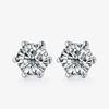 Brincos de moissanita de simulação brincos clássicos de seis garras brincos de zircônia banhados a platina para mulheres temperamento simples moda joias de orelha