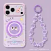 Pulseira de bola de carvão roxa adequada para capa de celular Apple 17promax 15 silicone iphone16 desenho animado fofo 14 feminina