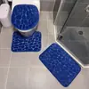 Tapete de Chão para Banheiro de Esponja de Flanela, Conjunto de Três Peças para Vaso Sanitário de Pedrinhas, Tapete de Entrada Absorvente de Água Antiderrapante, Tapete para Pés de Banheiro